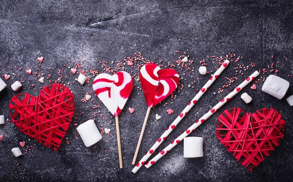 Sevgililer günü kalpleri ve tatlılar ile arka plan