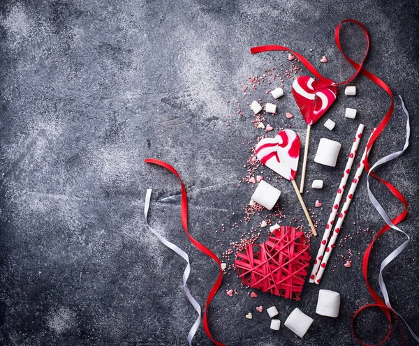 Sevgililer günü kalpleri ve tatlılar ile arka plan