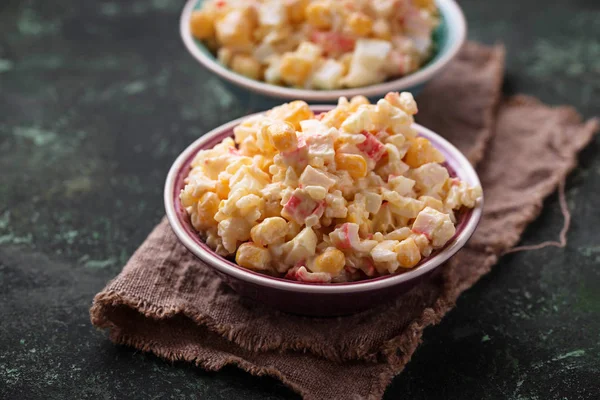 Salad with crab sticks, rice and corn — Stock Photo, Image