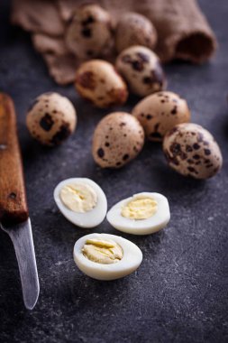 Ham ve haşlanmış bıldırcın yumurtası