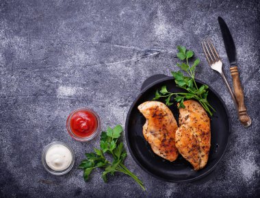Izgara tavuk göğsü veya fileto demir Pan