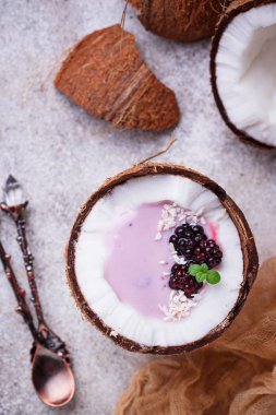 Böğürtlen yüzlü Hindistan cevizi kabuğu