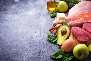 Sağlıklı düşük karbonhidrat ürünleri. Ketogenic diyet. 