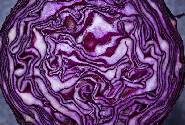 Cut red cabbage. Top view