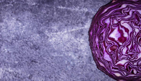 Cut red cabbage. Top view