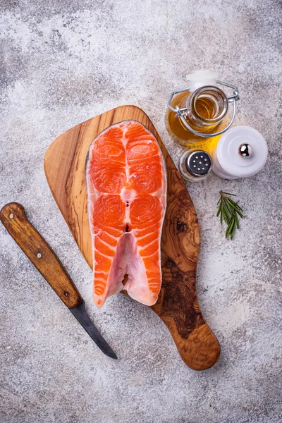 Fresh salmon steak with spices — Stock Photo, Image