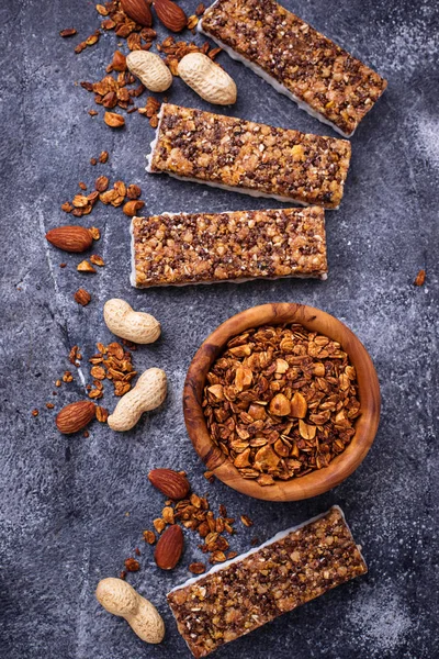 Homemade granola bars with nuts.