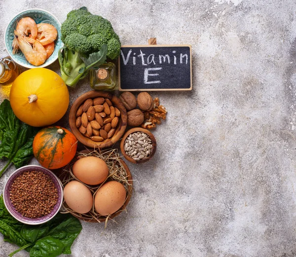 Ürün yelpazesine gıda kaynakları e vitamini — Stok fotoğraf