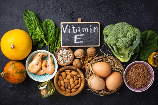 Assortment food sources of vitamin E — Stock Photo, Image