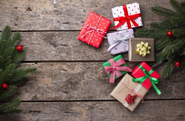 Hediye kutularıyla Noel arkaplanı