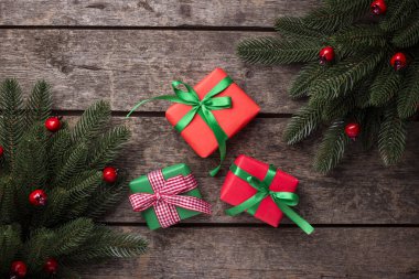 Hediye kutularıyla Noel arkaplanı