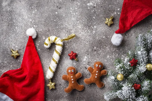 Fondo de Navidad con fieltro hombre de jengibre — Foto de Stock