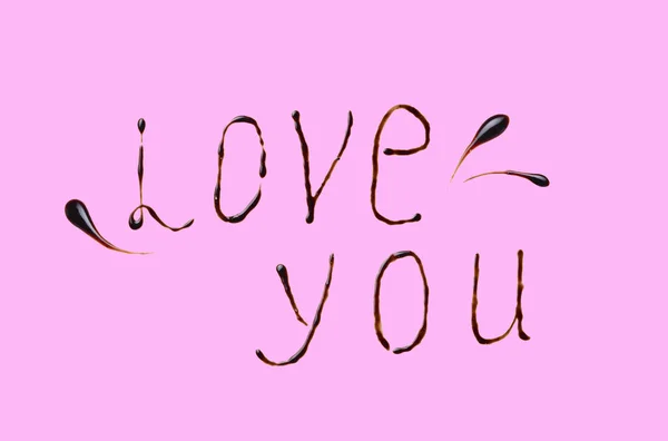 Text love you made by flüssige Schokolade — Stockfoto