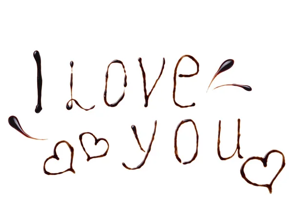 Text love you made by chocolate — Stock Photo, Image