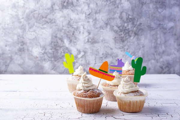 Cupcakes a mexikói fél fiesta ünnepli — Stock Fotó