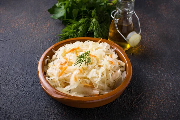 Homemade sauerkraut or pickled cabbage — Stock Photo, Image