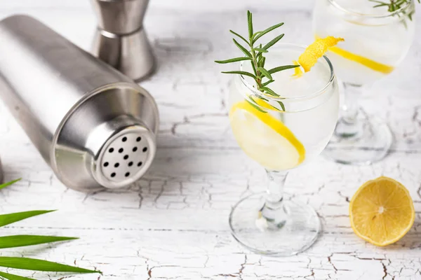 Gin tonic koktél, citrom — Stock Fotó