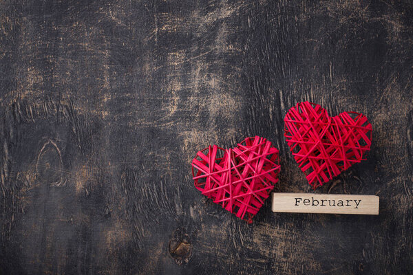 Valentines Day background with red hearts