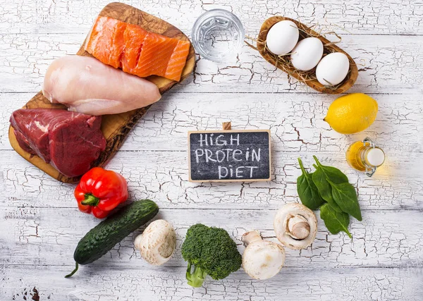 Yüksek protein diyeti ürünleri — Stok fotoğraf
