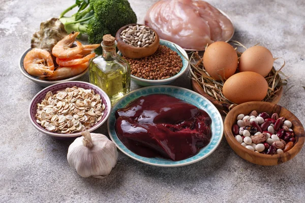 Fontes de produtos saudáveis de selénio . — Fotografia de Stock