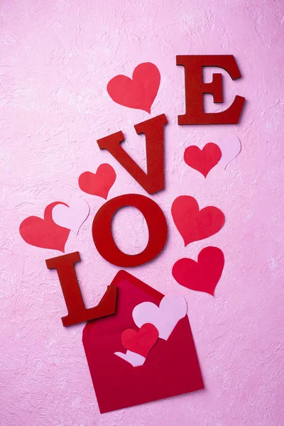 Valentines Day background with letters LOVE — Stock Photo, Image