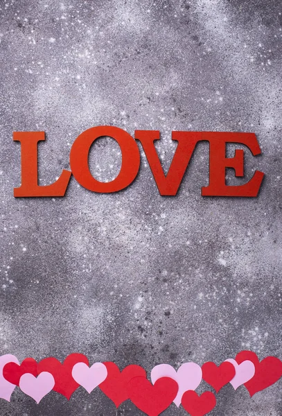 Ημέρα του Αγίου Βαλεντίνου φόντο με γράμματα Αγάπη — Φωτογραφία Αρχείου