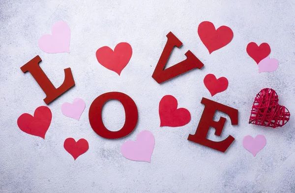 Valentines Day background with letters LOVE — Stock Photo, Image