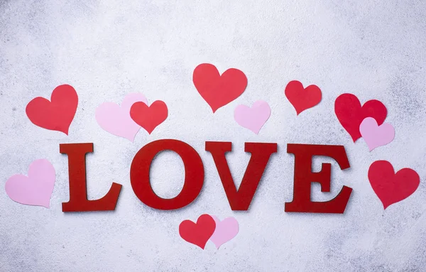 Valentines Day background with letters LOVE — Stock Photo, Image