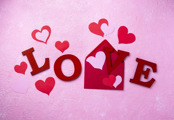 Valentin napi háttér betűkkel Szerelem — Stock Fotó