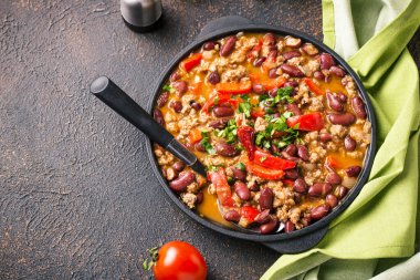 Geleneksel Meksika çanak Chili con Carne