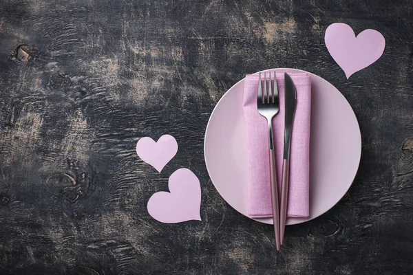 Sevgililer Günü pembe masa düzenleme — Stok fotoğraf