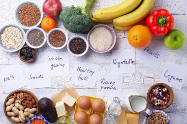 Ovo-lacto vejetaryen sağlıklı beslenme konsepti.