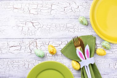 Easter table setting in green color