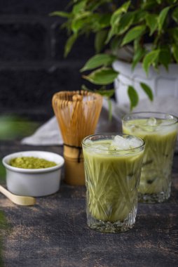 Süt ve buzlu soğuk kibrit çayı