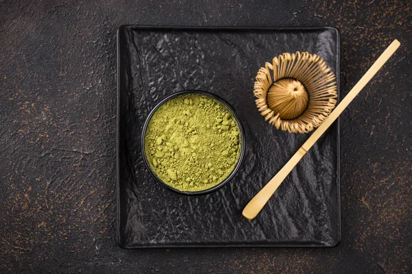 Pó de chá verde matcha japonês — Fotografia de Stock