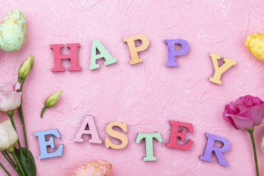 Happy Easter text from colorful letters