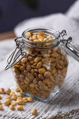 Soy bean in glass jar