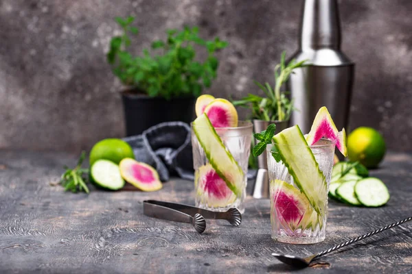 Cocktail mit Gurken und Rettich — Stockfoto