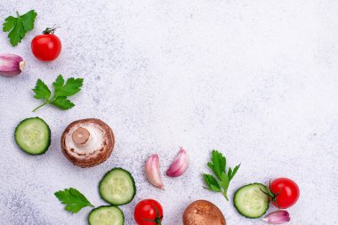 Çeşitli organik sağlıklı sebzeler.