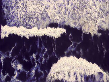 Büyük ezici dalgalar dijital sanat eserleri