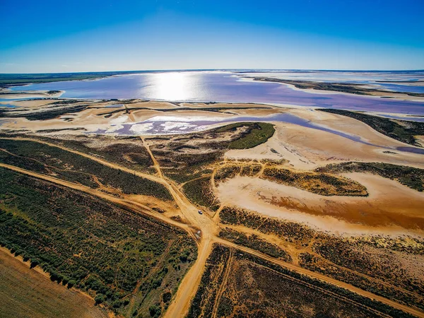 Flygfoto Över Rosa Saltsjö Tyrrell Victoria Australien — Stockfoto