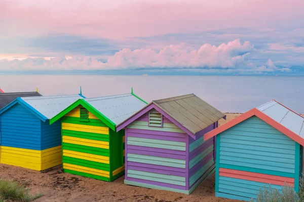 Kolorowe Małe Kąpieliska Brighton Wschodzie Słońca Melbourne Victoria Australia — Zdjęcie stockowe