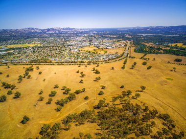 Wodonga 'nın hava manzarası - Victoria, Avustralya' da bir kasaba
