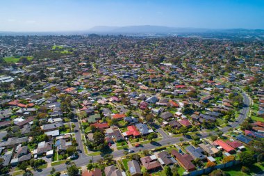 Melbourne, Avustralya 'daki Wheelers Hill banliyösünün havadan görüntüsü