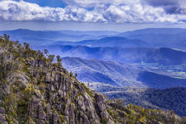 View of Australian Alps from Mt Buffalo  National Park, The Gorge lookout. clipart