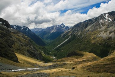 Nelson Lakes Ulusal Parkı 'ndaki yüksek ve güzel dağ geçidi.