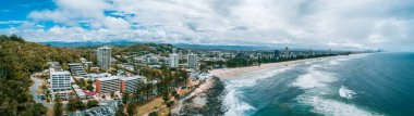 Aerial panorama of Burleigh Heads ocean coastline. Gold Coast, Queensland, Australia clipart