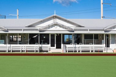 Melbourne, Avustralya - 29 Temmuz 2017: Güneşli bir günde Brighton Plaj Bowlingi Kulübü