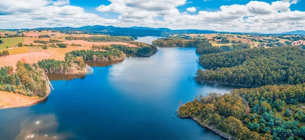 Letecká Panoramatická Krajina Jezera Australské Krajině — Stock fotografie