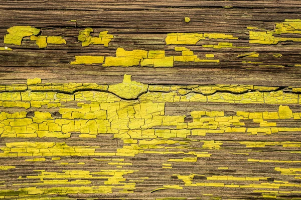 Peinture Craquelée Jaune Vif Sur Planches Bois Texture Fond Superposée — Photo